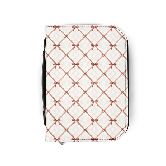 Quilted Rose Bow Pattern Zippered Bible Cover