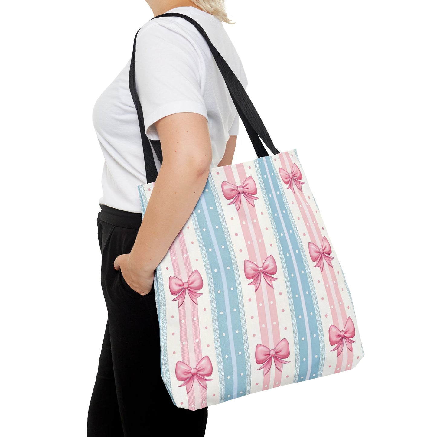 Bow Stripes & Polka Dots Tote Bag