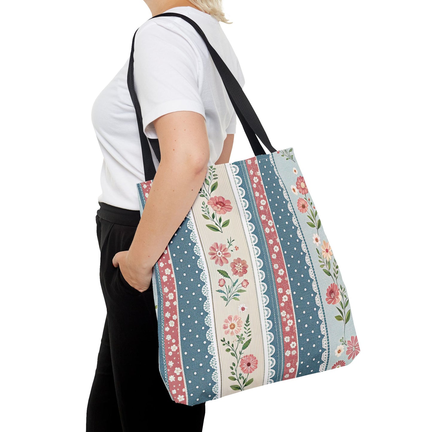 Vintage Rose Pattern Tote Bag