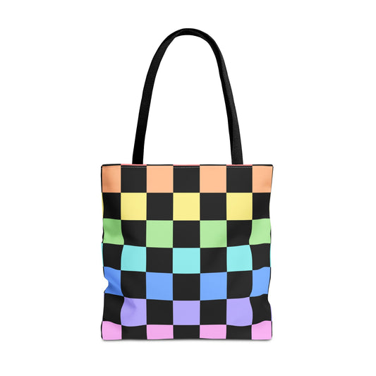 Checkerboard Rainbow Tote Bag