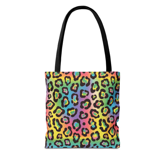 Rainbow Leopard Print Tote Bag
