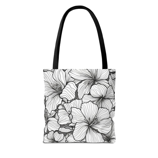 Hand-Drawn Hibiscus Tote Bag