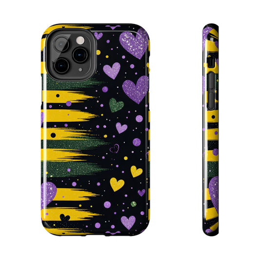 Glitter Hearts Stripe Phone Case