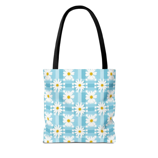 Blue Gingham Daisy Tote