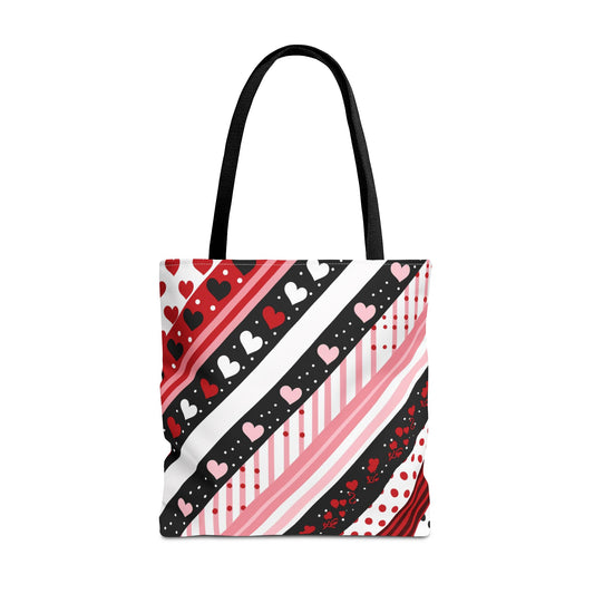Hearts Diagonal Stripe Tote Bag