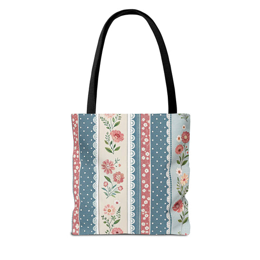 Vintage Rose Pattern Tote Bag