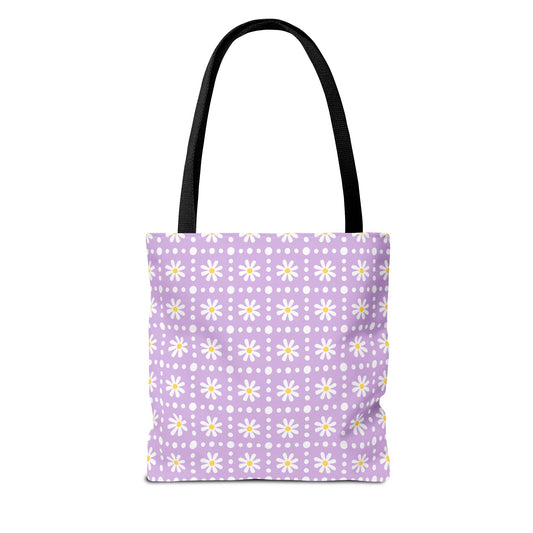 Purple Daisy Pattern Tote Bag