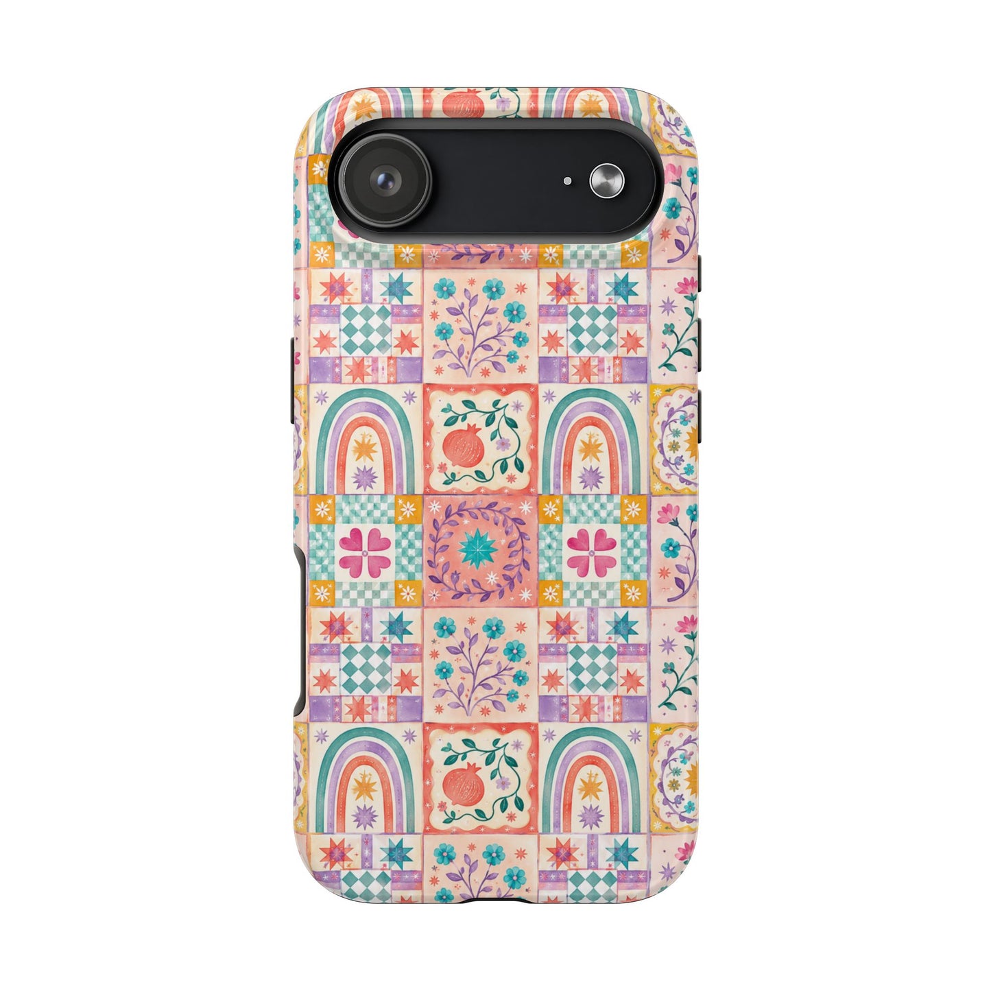 Boho Patchwork Rainbow Tile Design Tough Phone Case