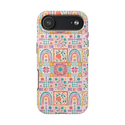 Boho Patchwork Rainbow Tile Design Tough Phone Case