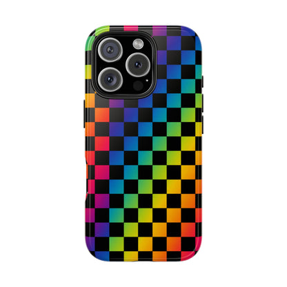 Rainbow Checkerboard Tough Phone Case