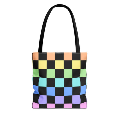 Checkerboard Rainbow Tote Bag