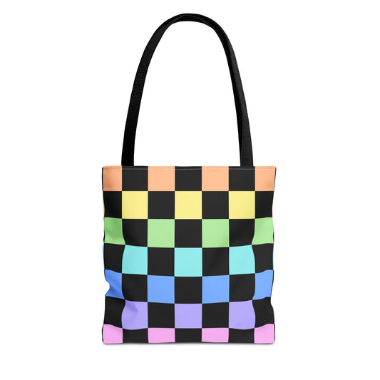 Checkerboard Rainbow Tote Bag