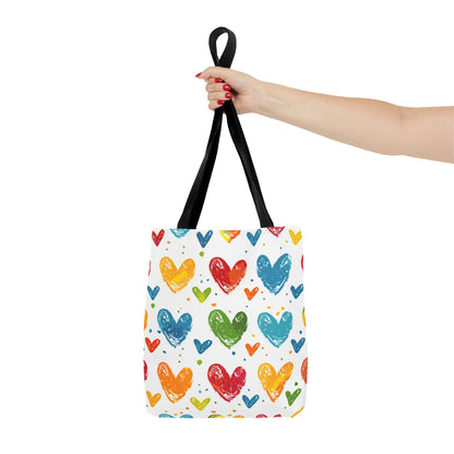 Colorful Hearts Pattern Tote Bag