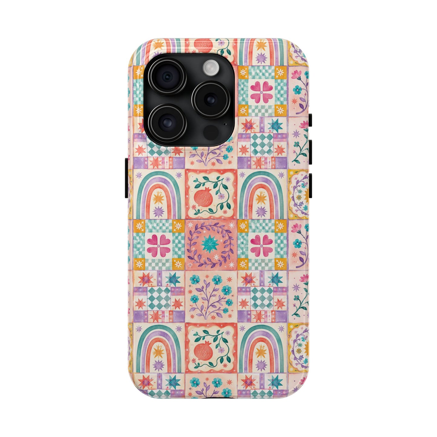 Boho Patchwork Rainbow Tile Design Tough Phone Case