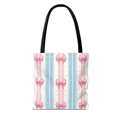 Bow Stripes & Polka Dots Tote Bag