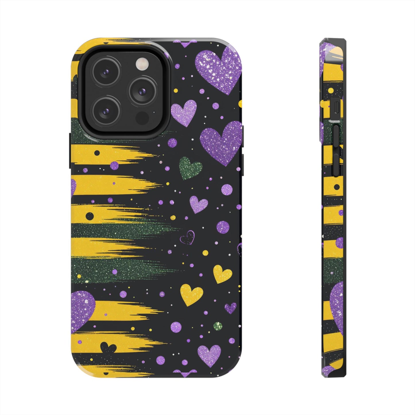 Glitter Hearts Stripe Phone Case