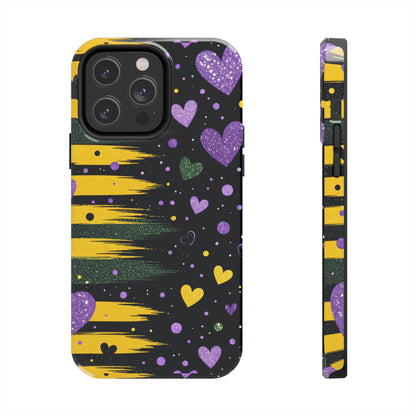 Glitter Hearts Stripe Phone Case