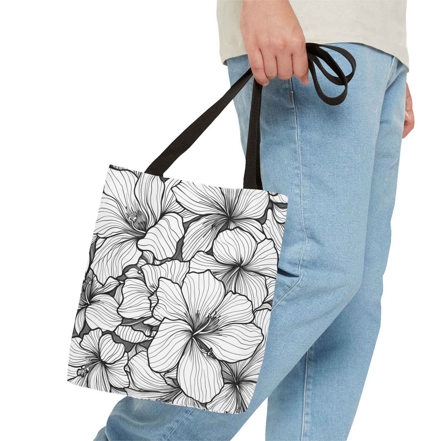 Hand-Drawn Hibiscus Tote Bag