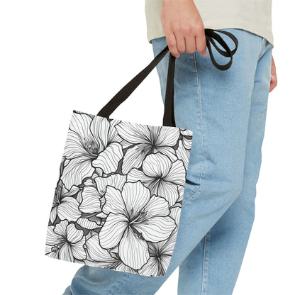 Hand-Drawn Hibiscus Tote Bag