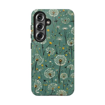 Teal Dandelion Floral Protective Cover Tough Phone Case