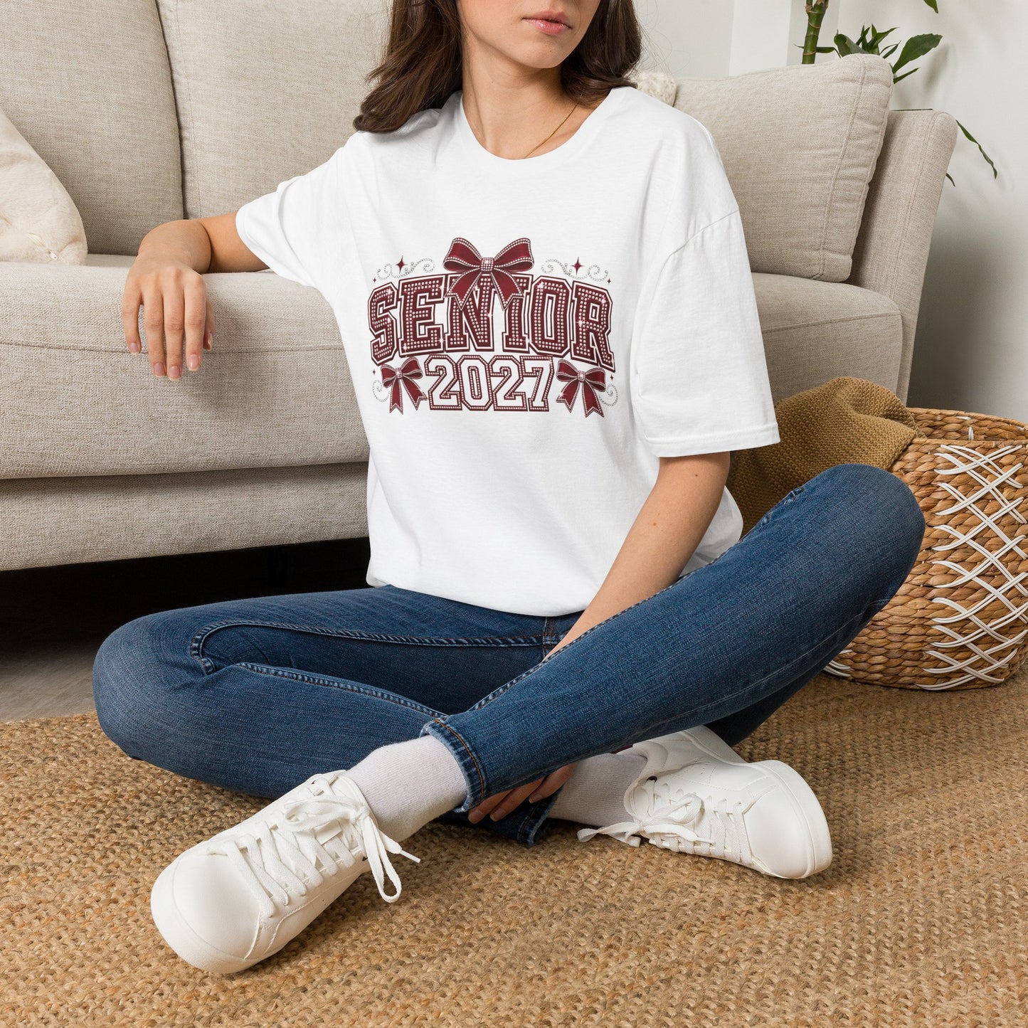 Senior 2027 T‑Shirt — Class of 2027 Cheer Bow Design