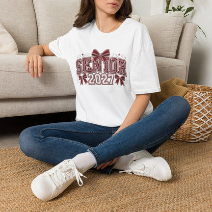 Senior 2027 T‑Shirt — Class of 2027 Cheer Bow Design