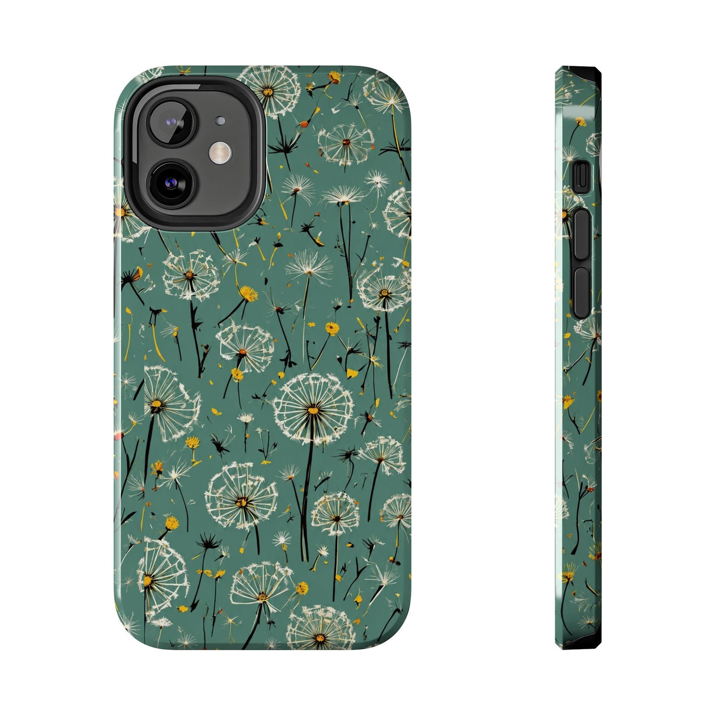 Teal Dandelion Floral Protective Cover Tough Phone Case