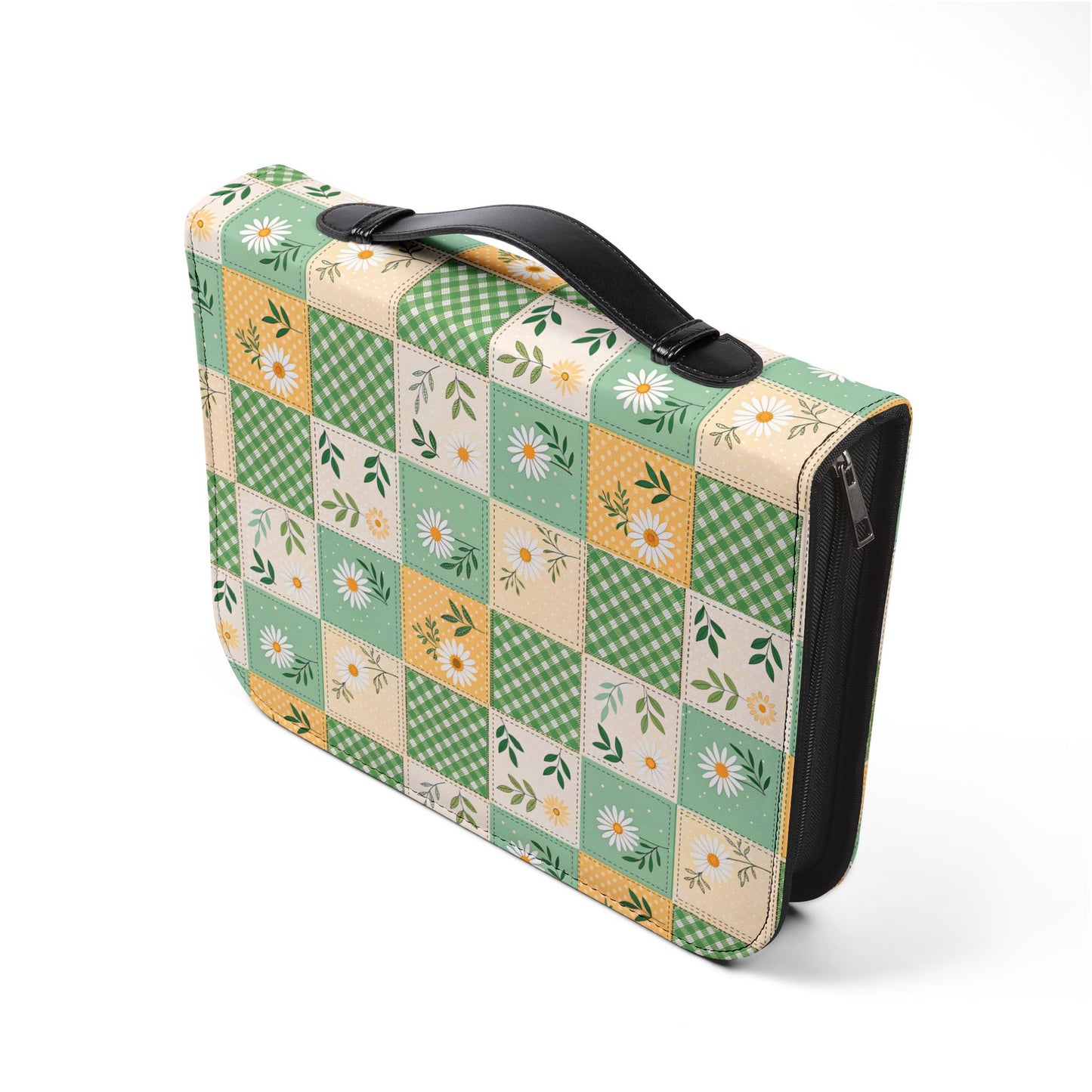 Green Daisy Patchwork Zippered Bible Cover