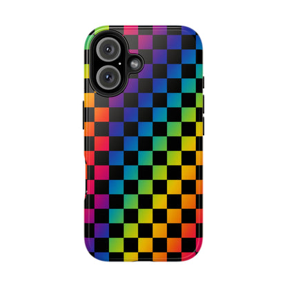 Rainbow Checkerboard Tough Phone Case