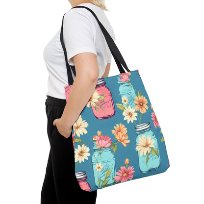 Floral Mason Jar Tote Bag