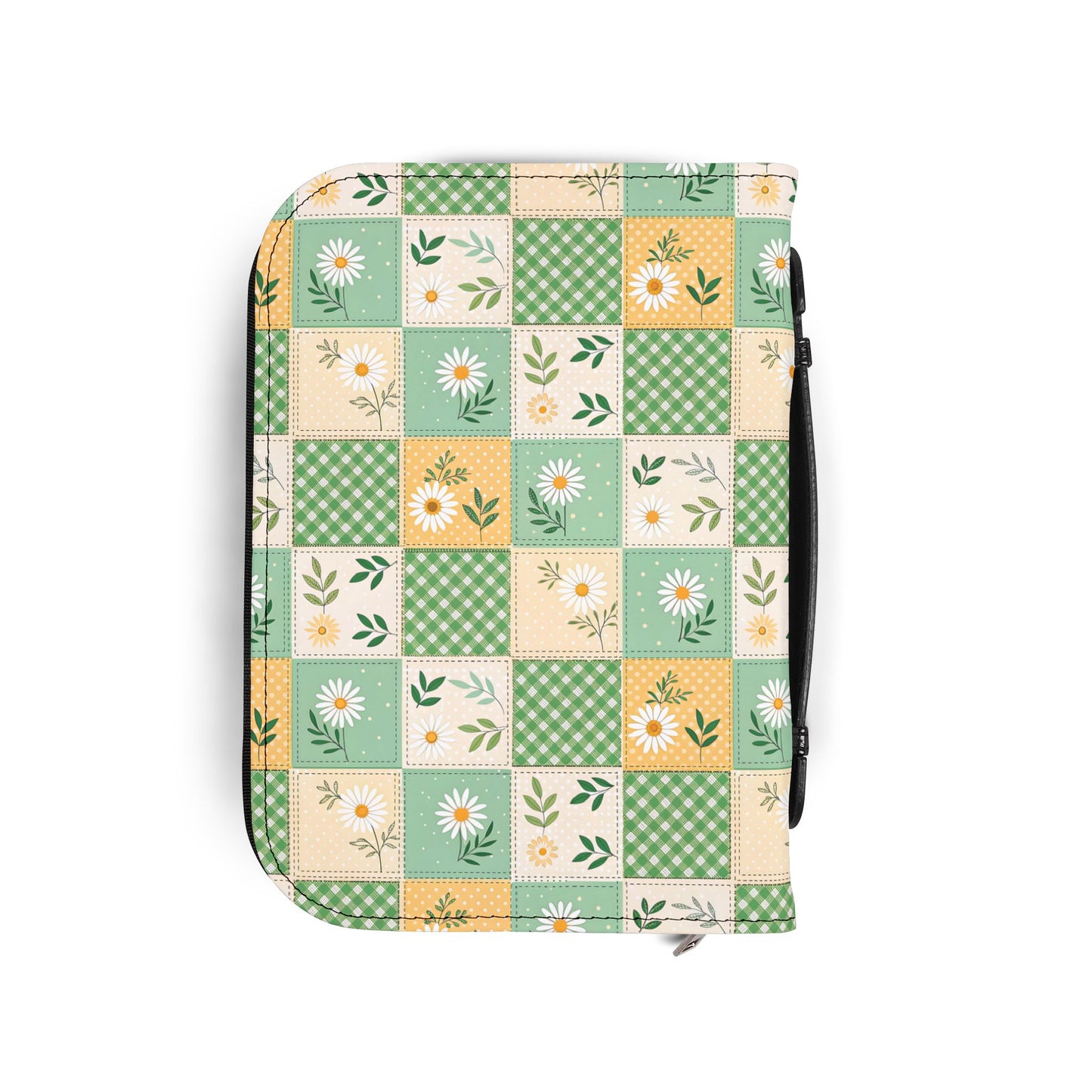 Green Daisy Patchwork Zippered Bible Cover
