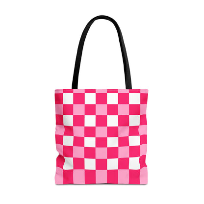 Pink Checkered Tote Bag