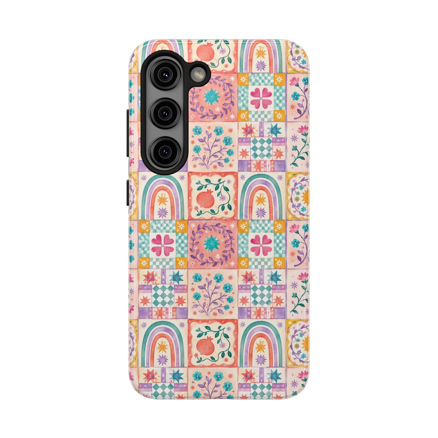 Boho Patchwork Rainbow Tile Design Tough Phone Case