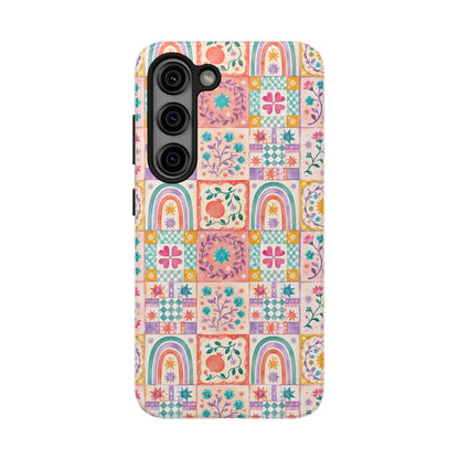 Boho Patchwork Rainbow Tile Design Tough Phone Case