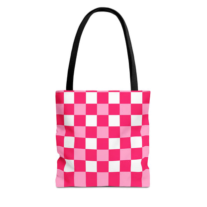 Pink Checkered Tote Bag