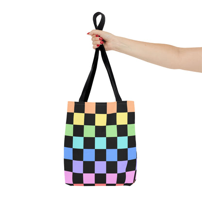 Checkerboard Rainbow Tote Bag