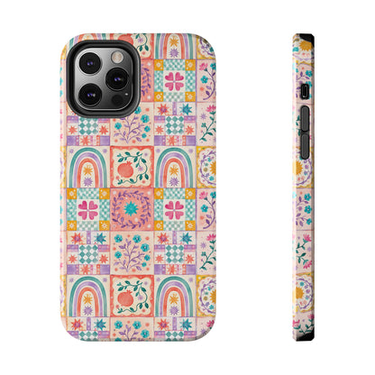Boho Patchwork Rainbow Tile Design Tough Phone Case