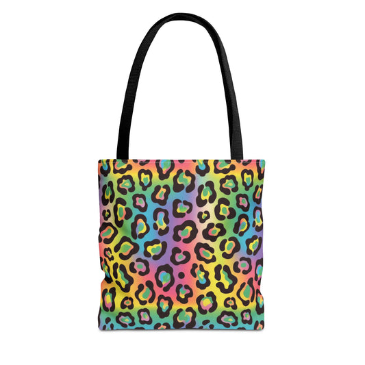 Rainbow Leopard Print Tote Bag