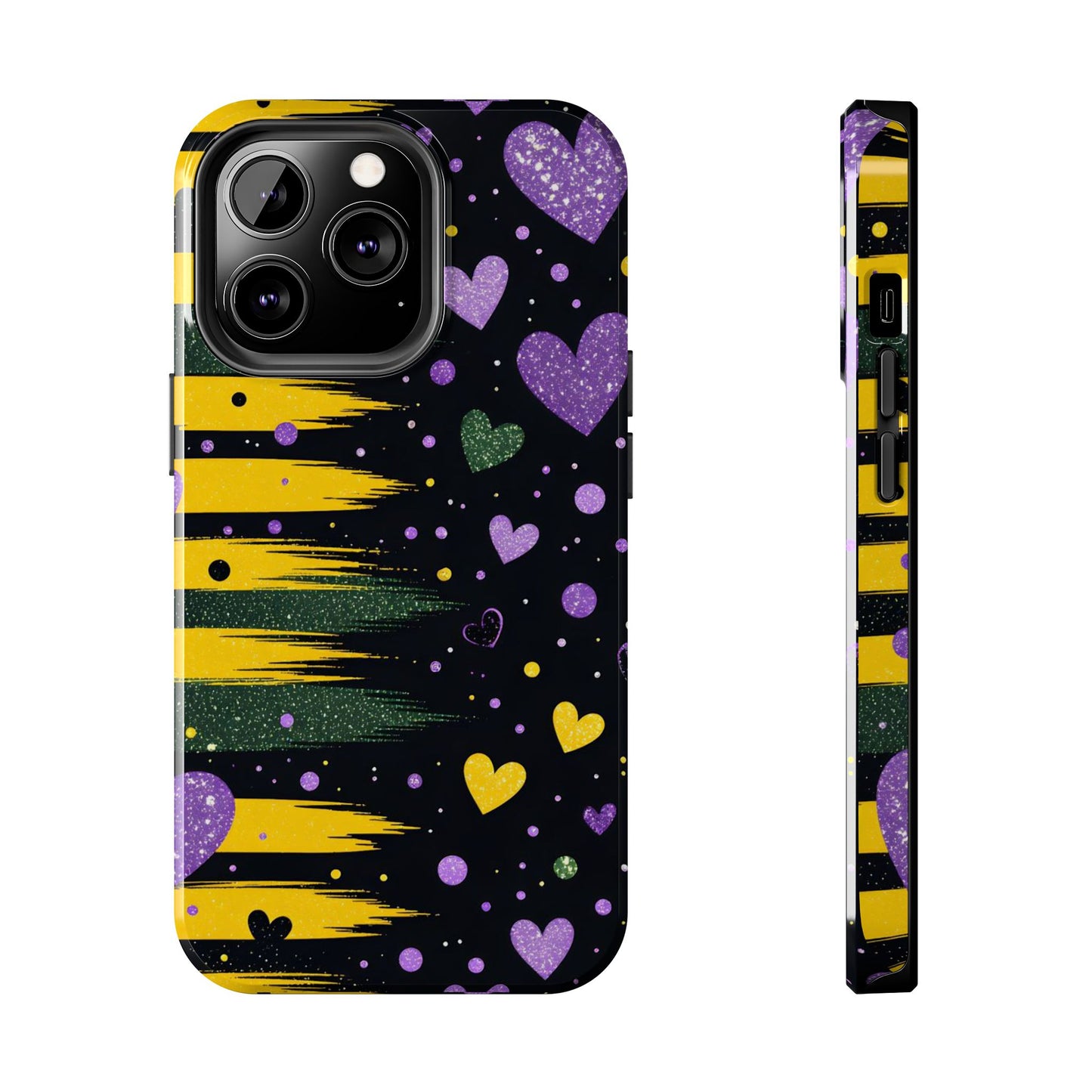 Glitter Hearts Stripe Phone Case