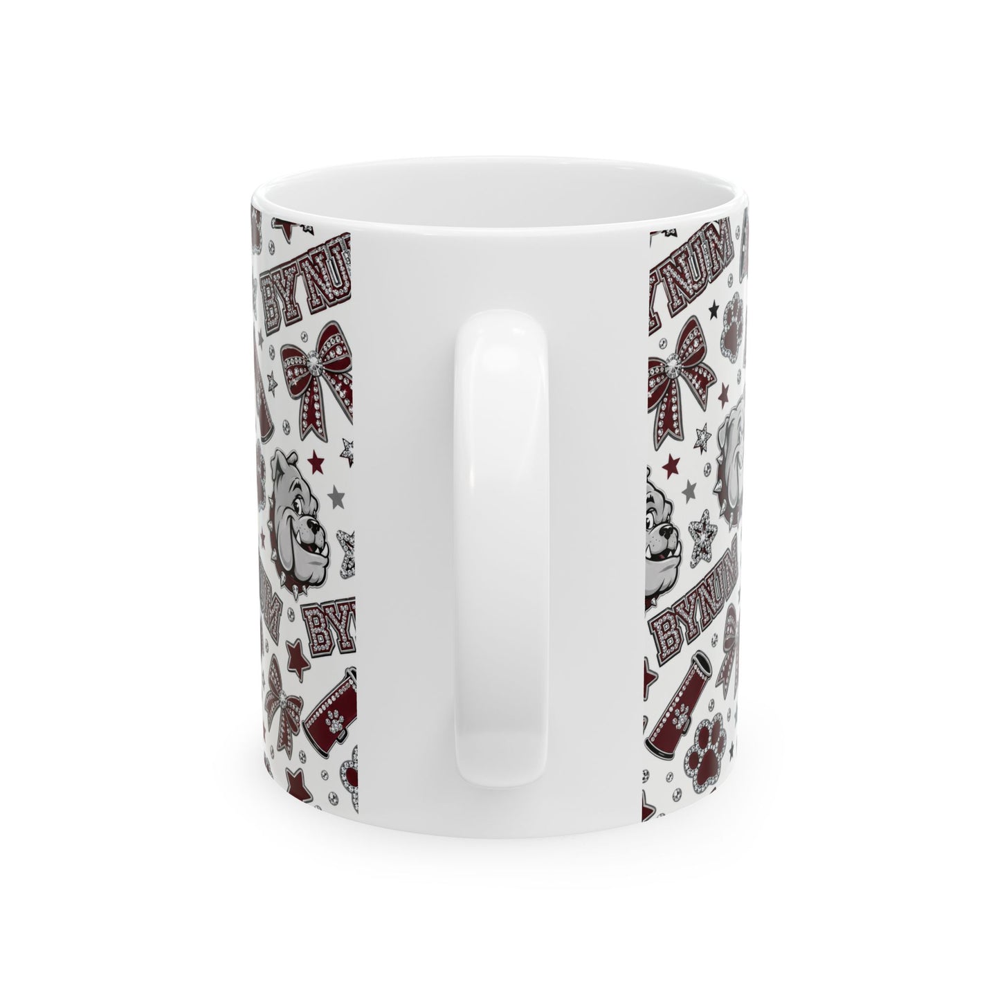 Bulldogs Pattern Ceramic Mug — BYNUM Paw Print & Mascot Coffee Cup (11oz/15oz)