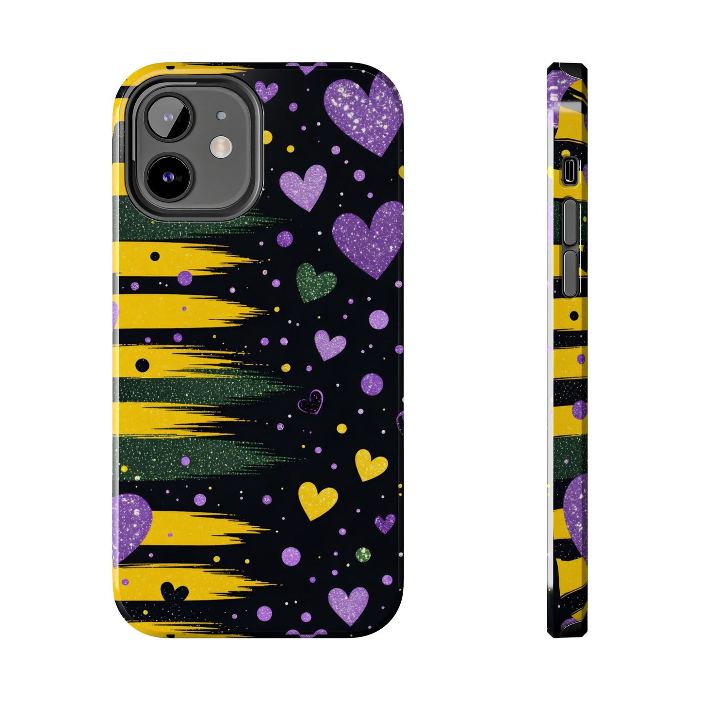 Glitter Hearts Stripe Phone Case