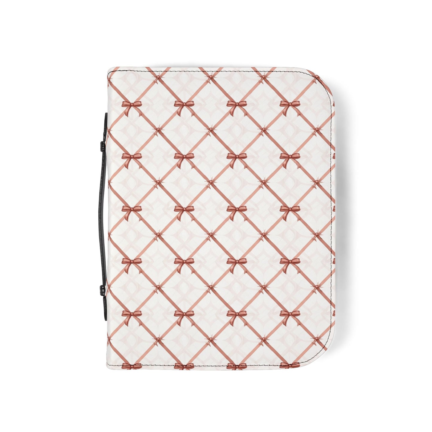 Quilted Rose Bow Pattern Zippered Bible Cover
