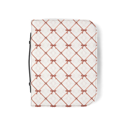 Quilted Rose Bow Pattern Zippered Bible Cover