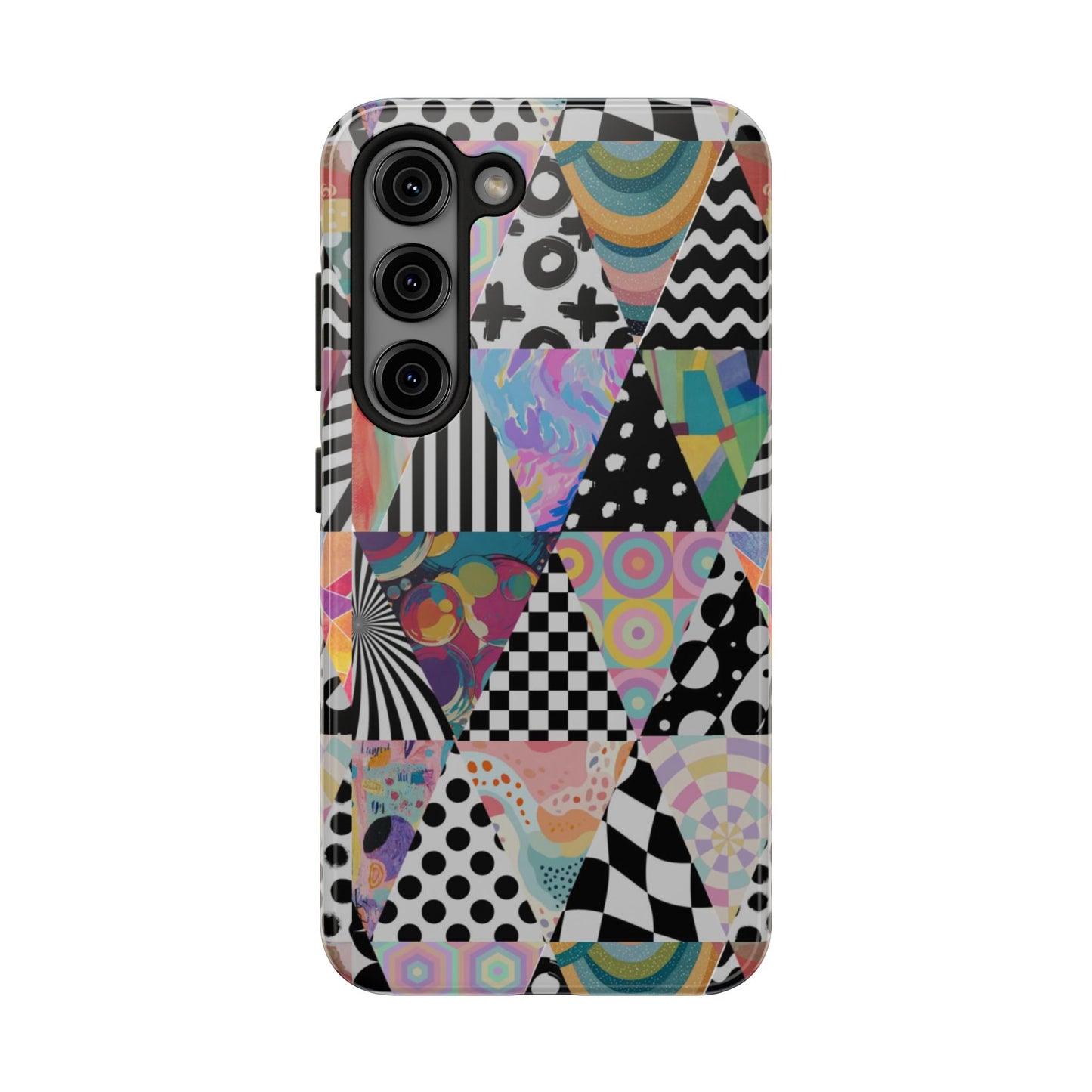 Retro Geometric Patchwork Design Tough Phone Case