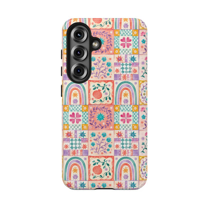 Boho Patchwork Rainbow Tile Design Tough Phone Case