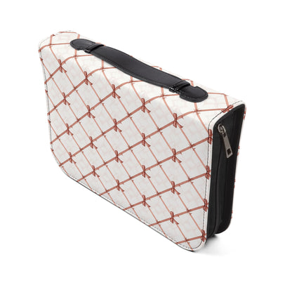 Quilted Rose Bow Pattern Zippered Bible Cover