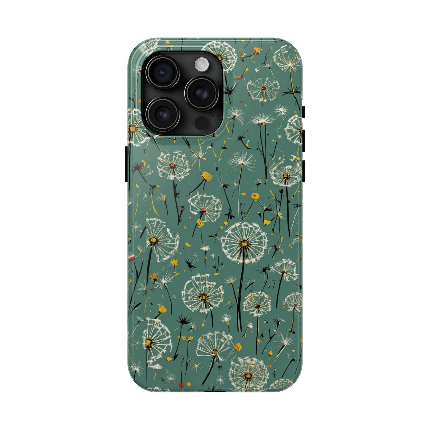 Teal Dandelion Floral Protective Cover Tough Phone Case