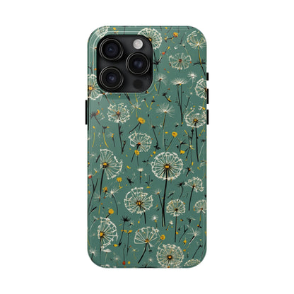 Teal Dandelion Floral Protective Cover Tough Phone Case