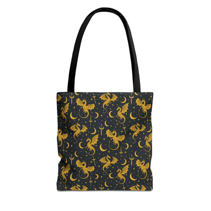 Crescent Moon Dragons Pattern Tote Bag