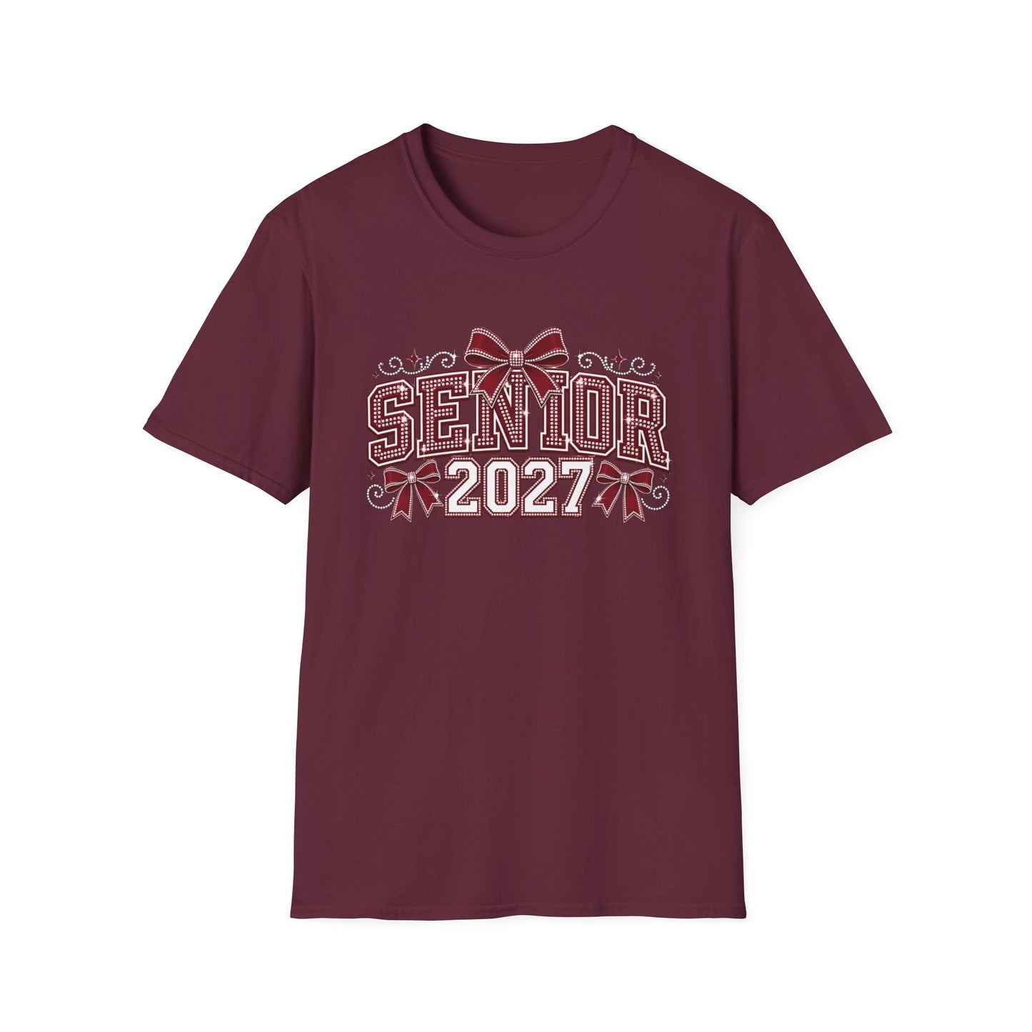 Senior 2027 T‑Shirt — Class of 2027 Cheer Bow Design